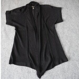 Cupio Black Rayon Open Front Knit Short‎ Sleeve Cardigan Womens Medium